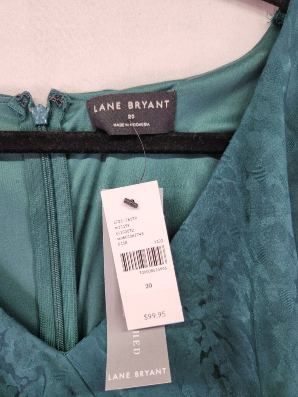 Lane Bryant Women's Green Jacquard Flutter Sleeve Ruffle Midi Dress Plus Size 20 - Picture 13 of 15
